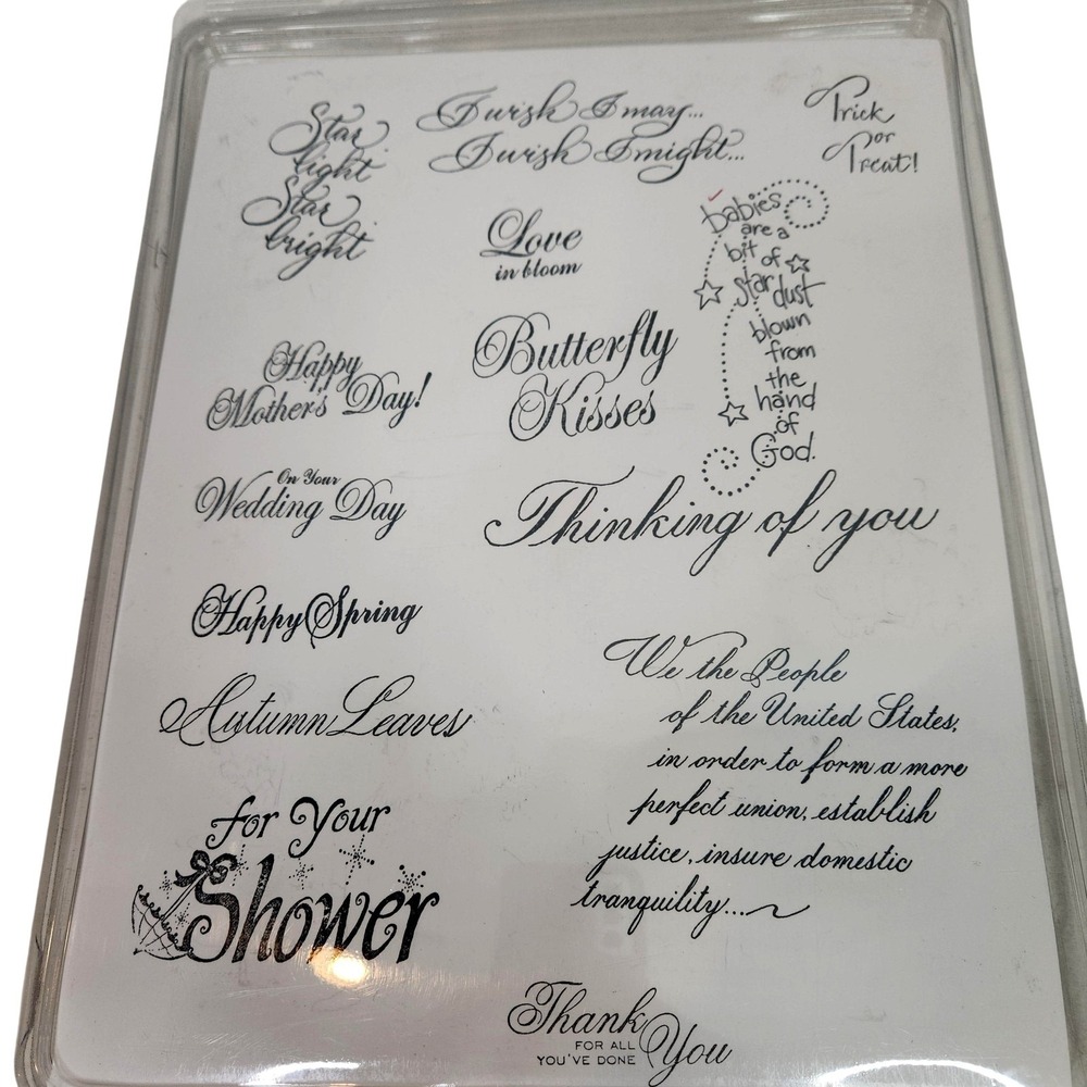 Rubber Cling Stamps Lot Words Phrases Sentiments Birthday Thank You Cards
